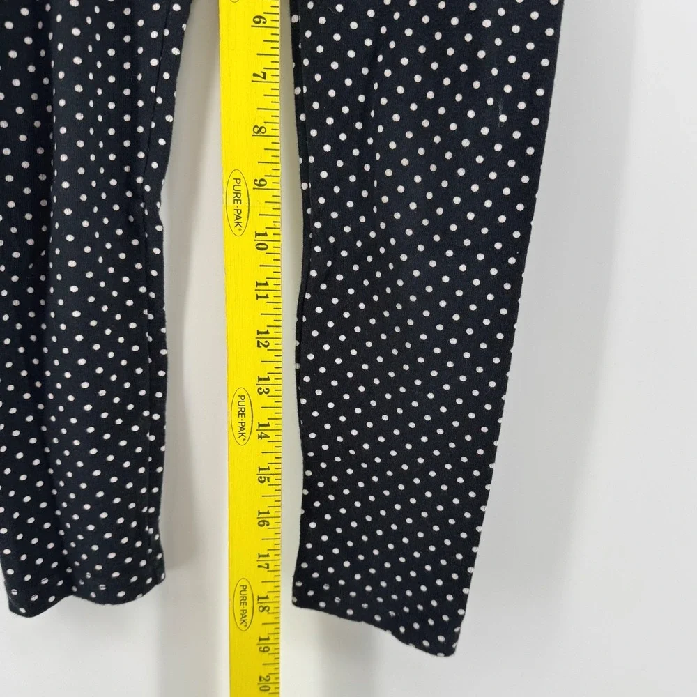 Gymboree Ribbed Knit Leggings Size 7 Black White Polka Dot‎ Cotton Pants Skinny